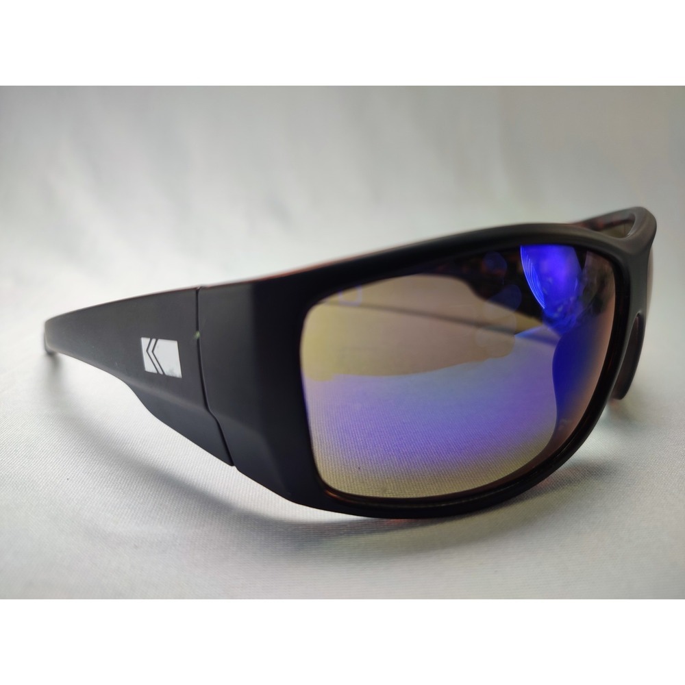 Kreedom Lincoln Tortoise Wrap Sunglasses Blue Mirror Lens Cat 3 Men